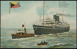 P. & O. LINER  S.S. "MANTUA" 
HORSE POWER 15,000. TONNAGE 11,500. LENGTH 558 FEET.