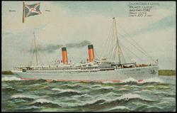 UNION CASTLE LINER "WALMER CASTLE" 
HORSE POWER 2040. TONNAGE 12,546. LENGTH 570.5 FEET.