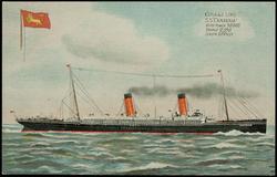 CUNARD LINE. S.S. "CAMPANIA"  HORSE POWER 30,000. TONNAGE 12,950. LENGTH 620 FEET. 

