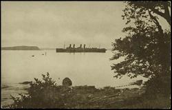 North German Lloyd Steamship Kronprinzessin Cecilie at Bar Harbor. 
Arrived in Bar Harbor August 4, 1914. Had on board $10,000,000 in gold and $1,000,000 in silver; also 1200 passengers. Was within 850 miles of Irish coast when was was declared. Averaged 25 miles an hour on run to Bar Harbor.