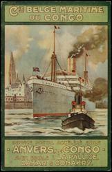 CIE. BELGE MARITIME DU CONGO SERVICE POSTAL ACCÉLÉRÉ ENTRE ANVERS, LE CONGO AVEC ESCALE A LA PALLICE, DAKAR & CONAKRY.

