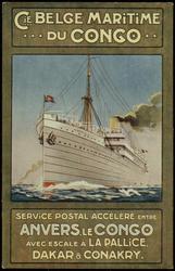 CIE. BELGE MARITIME DU CONGO SERVICE POSTAL ACCÉLÉRÉ ENTRE ANVERS, LE CONGO AVEC ESCALE A LA PALLICE, DAKAR & CONAKRY.
