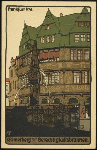 Frankfurt a/M.  Römerberg mit Gerechtigkeitsbrunnen.
