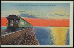 15853.  Overland Limited Crossing Great Salt Lake, Utah, at Sunset.