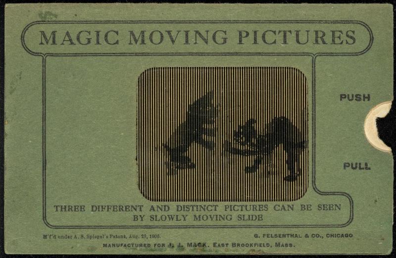 MAGIC MOVING PICTURES [Cats]
THREE DIFFERENT AND DISTINCT PICTURES CAN BE SEEN BY SLOWLY MOVING SLIDE