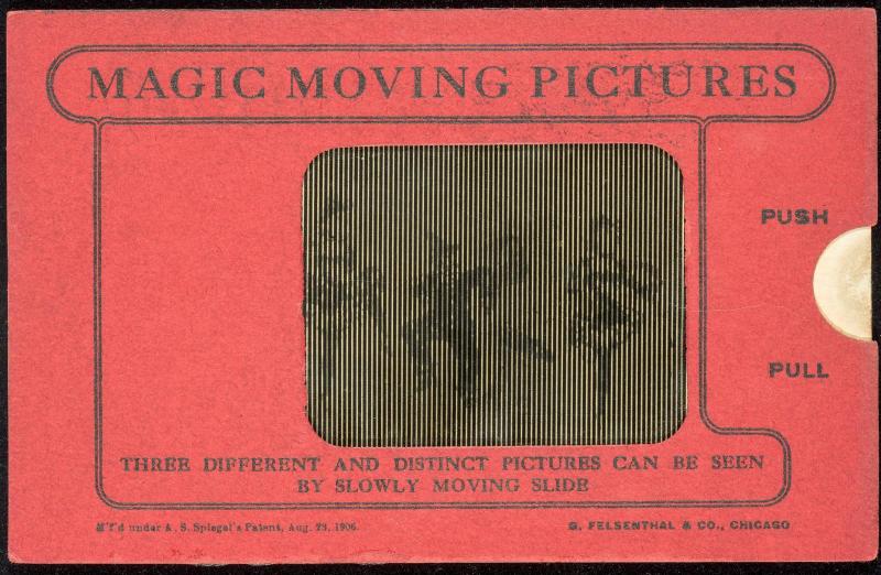 MAGIC MOVING PICTURES [Dancing]
THREE DIFFERENT AND DISTINCT PICTURES CAN BE SEEN BY SLOWLY MOVING SLIDE