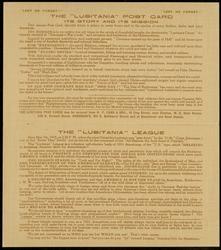 THE "LUSITANIA" POST CARD (ITS STORY AND ITS MESSAGE TO YOU)