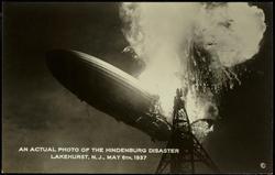 AN ACTUAL PHOTO OF THE HINDENBURG DISASTER LAKEHURST, N.J., MAY 6TH, 1937
