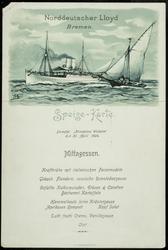 Dampfer "Kronprinz Wilhelm" den 20. April 1904. - Speise - Karte.
