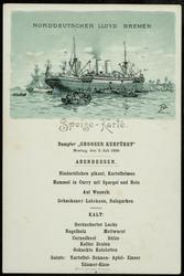 Dampfer "GROSSER KURFÜRST" Montag,den 2. Juli 1906. Speise-Karte.
