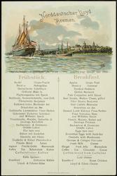 Doppelschrauben-Postdampfer "KÖNIGIN LUISE" Donnerstag den 21. Juli 1910  Frühstück. Breakfast. 
SOUTHAMPTON