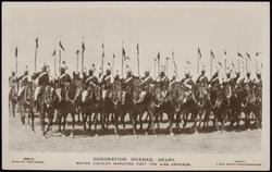 CORONATION DURBAR, DELHI. NATIVE CAVALRY MARCHING PAST THE KING EMPEROR.


