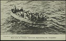 Boat Load of "Titanic" Survivors Approaching the "Carpathia"
