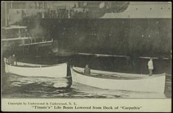 "Titanic's" Life Boats Lowered from the Deck of "Carpathia"
