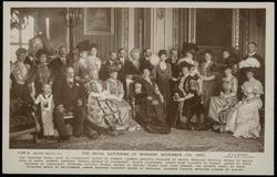 THE ROYAL GATHERING AT WINDSOR, NOVEMBER 17th, 1907. THE PRINCESS ROYAL, DUKE OF CONNAUGHT, QUEEN OF NORWAY, GERMAN EMPEROR, PRINCESS OF WALES, PRINCESS PATRICIA, PRINCE OF WALES, KING OF SPAIN, GERMAN EMPRESS, PRINCE ARTHUR OF CONNAUGHT, QUEEN ALEXANDRA, GRAND DUKE VLADIMIR OF RUSSIA, QUEEN OF SPAIN, DUCHESS OF CONNAUGHT, PRINCESS VICTORIA, PRINCE JOHANN OF SAXONY, PRINCE OLAF, KING EDWARD, THE INFANTA ISABEL OF SPAIN, PRINCESS HENRY OF BATTENBERG, GRAND DUCHESS VLADIMIR, QUEEN OF PORTUGAL, DUCHESS D'AOSTA, PRINCESS JOHANN OF SAXONY.

