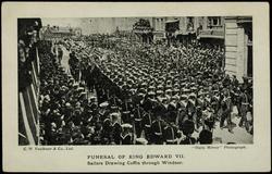 FUNERAL OF KING EDWARD VII. Sailors Drawing Coffin through Windsor.

