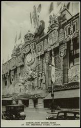 CORONATION DECORATIONS AT THE SELFRIDGE STORE, LONDON.
