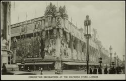 CORONATION DECORATIONS AT THE SELFRIDGE STORE, LONDON.
