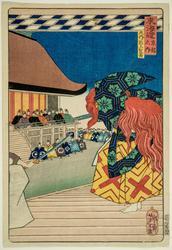 Kyoto: Watching a Nô Play at the Palace (Kyôto no uchi, ôuchi nô jôran zu), from the series Scenes of Famous Places along the Tôkaidô Road (Tôkaidô meisho fûkei), also known as the Processional Tôkaidô (Gyôretsu Tôkaidô), here called Tôkaidô