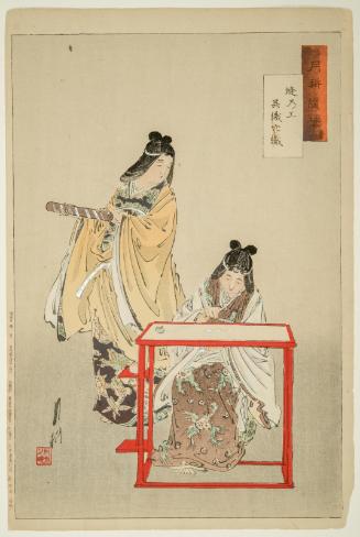The Art of Needlework (Hô no kô): Kurehatori and Anahatori [=Ayahatori], from the series Gekkô's Miscellany (Gekkô zuihitsu)