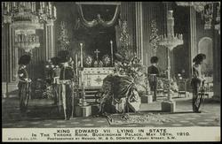 KING EDWARD VII. LYING IN STATE IN THE THRONE ROOM, BUCKINGHAM PALACE, MAY 19TH, 1910. 
