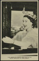 H.M. QUEEN ELIZABETH DRIVING TO THE STATE OPENING OF PARLIAMENT.