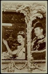 H.M. THE QUEEN AND THE DUKE OF EDINBURGH IN THE STATE COACH.