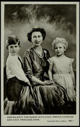 HER MAJESTY THE QUEEN WITH H.R.H. PRINCE CHARLES AND H.R.H. PRINCESS ANNE.