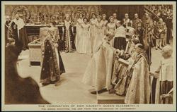 THE CORONATION OF HER MAJESTY QUEEN ELIZABETH II 
THE QUEEN RECEIVING THE ORB FROM THE ARCHBISHOP OF CANTERBURY