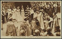 THE CORONATION OF HER MAJESTY QUEEN ELIZABETH II 
HER MAJESTY QUEEN ELIZABETH IS CROWNED BY THE ARCHBISHOP OF CANTERBURY