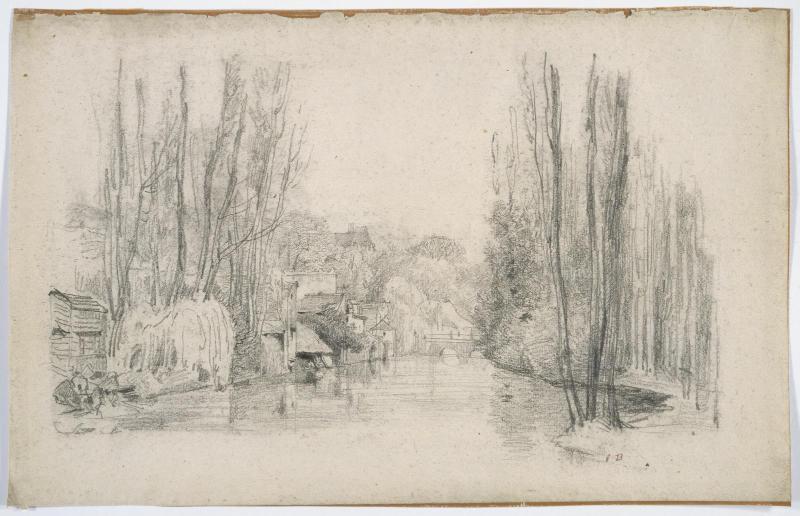 River Landscape with Houses and Bridge