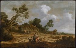 Dune Landscape with Travelers and a Cottage