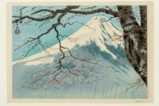 Cherry Blossoms at Tachibo (or Tateho) Village (Tachibomura no sakura), from an untitled series of views of Mount Fuji