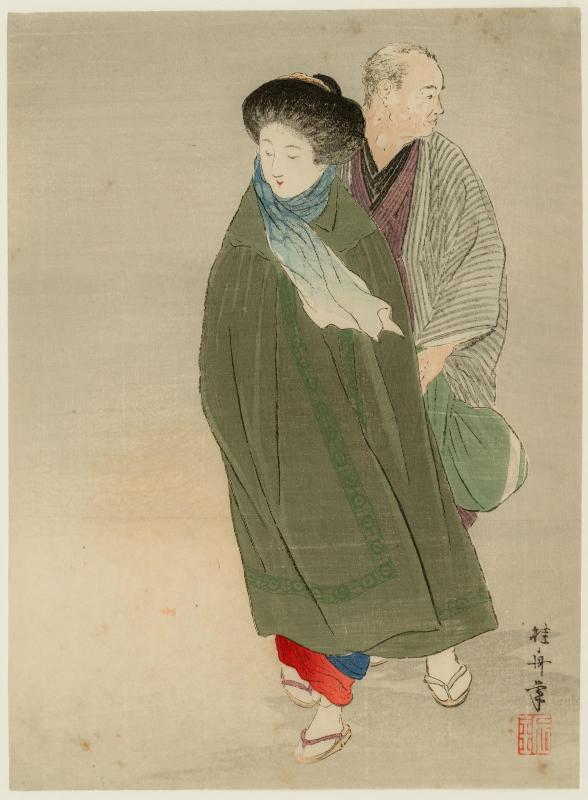 Chirachira, frontispiece illustration from the literary magazine Bungei kurabu, vol. 17, no. 3