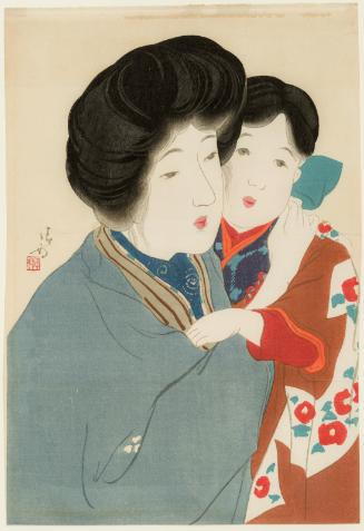 Kazue and Her Daughter; frontispiece illustration for the novel Whirlpool (Uzumaki), Vol. 3