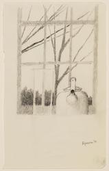 Window w/vase & trees