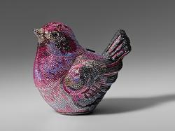 Crystal encrusted bird evening purse with original mirror