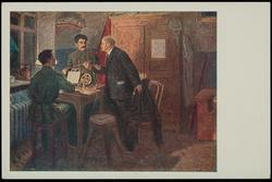 A.V. Moravov. V.I. Lenin and J.V. Stalin at the Telegraph Apparatus Talking over the Direct Wire.
