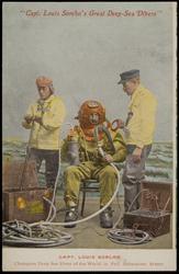 CAPT. LOUIS SORCHO Champion Deep Sea Diver of the World, in Full Submarine Armor
