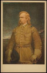 GEORGE ARMSTRONG CUSTER (1839-1876) Major General of Volunteers and Colonel in the United States Army. After the Civil War he was engaged in various expeditions against the western Indians. Impetuously attacking a vastly superior force of Sioux under Sitting Bull on the Little Big Horn, June 25, 1876, he and his immediate command were annihilated.
