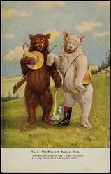 No. 1. The Roosevelt Bears at Home. 
"Two Roosevelt Bears had a home out West 
In a big ravine near a mountain crest."
