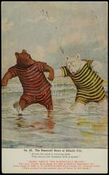 No. 25. The Roosevelt Bears at Atlantic City. 
"Across the sand in running dash, 
They struck the breakers with a splash."
