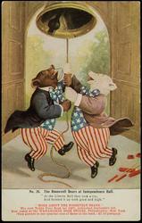 No. 26. The Roosevelt Bears at Independence Hall. 
"At the Liberty Bell they took a try, 
And hoisted it up both good and high."
