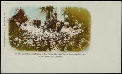 26. Mr. and Mrs. McKinley at La Fiesta De Las Flores, Los Angeles, 1901. 
20,000 Roses on Carriage.