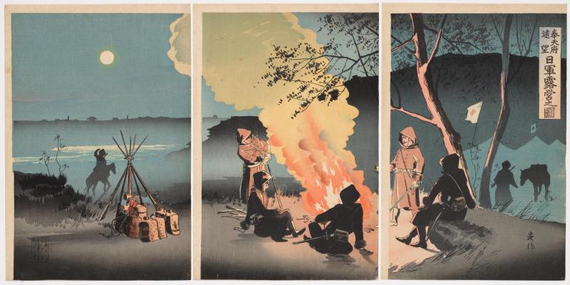 Distant View of Fengtianfu: The Bivouac of Japanese Troops (Hôtenfu enbô: Nichigun roei no zu)