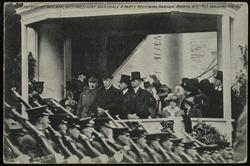 PRESIDENT WILSON, VICE PRESIDENT MARSHALL & PARTY REVIEWING PARADE MARCH 4TH 1913 WASHINGTON, D.C.