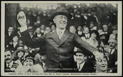 President Wilson is Seen Throwing the Base Ball to Walter Johnson, Washington's Premier Pitcher.