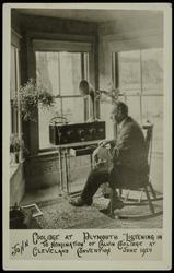 JOHN COOLIDGE AT PLYMOUTH "LISTENING IN" TO NOMINATION OF CALVIN COOLIDGE AT CLEVELAND CONVENTION JUNE 1924