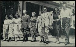 TWO AMERICAN FAMILIES... Left to right: John Dewey, Virginia and Nina Warren, Governor and Mrs. Warren, Mrs. Dewey, Governor Dewey, Dorothy Warren and Thomas Dewey, Jr.