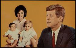 PRESIDENT JOHN F. KENNEDY AND FAMILY... Mrs. Jacqueline Kennedy with their children, Caroline and John Jr.